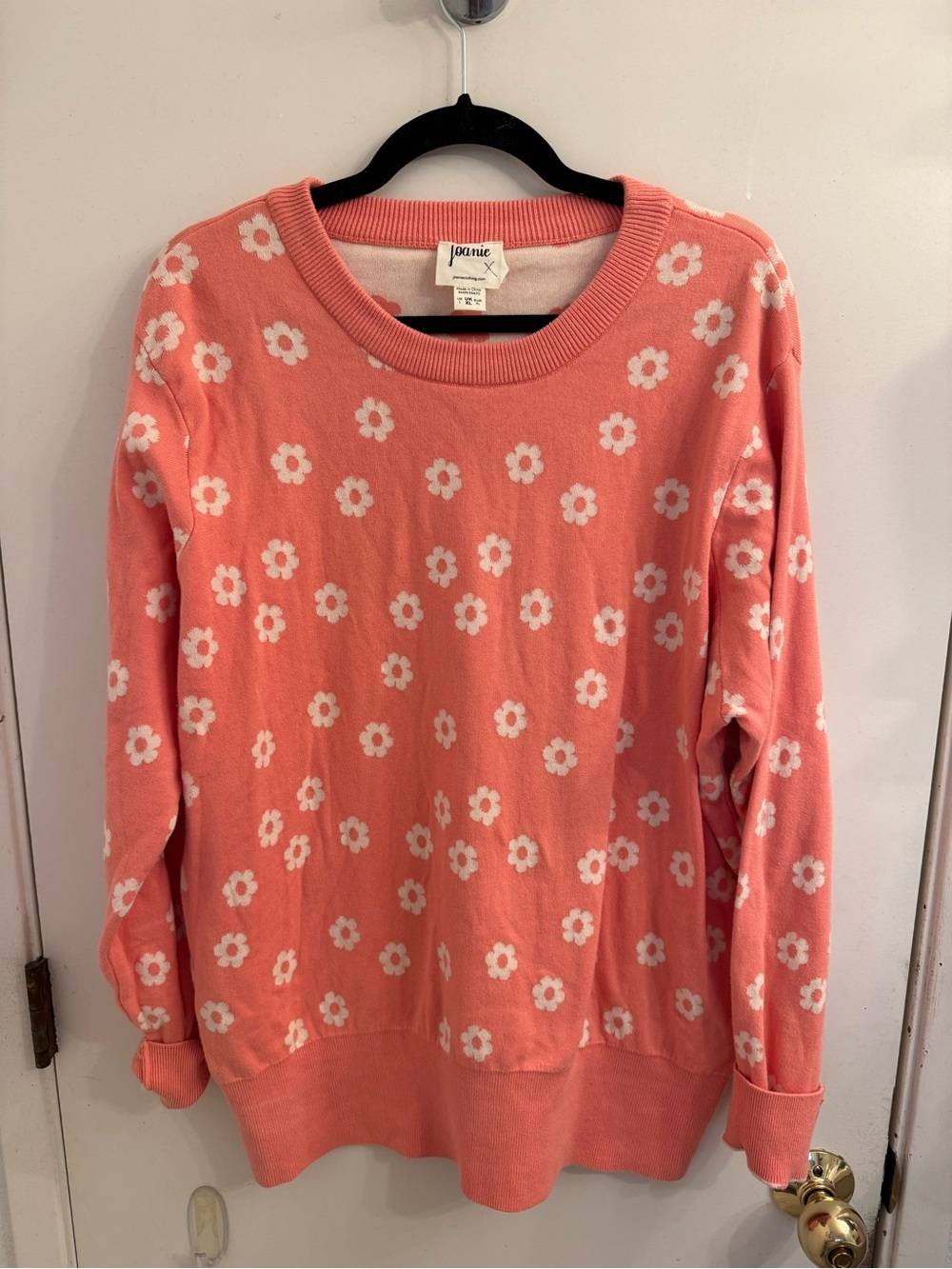 Joanie Coral Pink Floral Crewneck Sweater XL